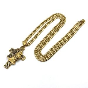 Jesus Cross Pendant Necklace Gold Stainless Steel